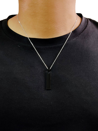 Black SS Vertical Bar Pendant | Adjustable Necklace chain