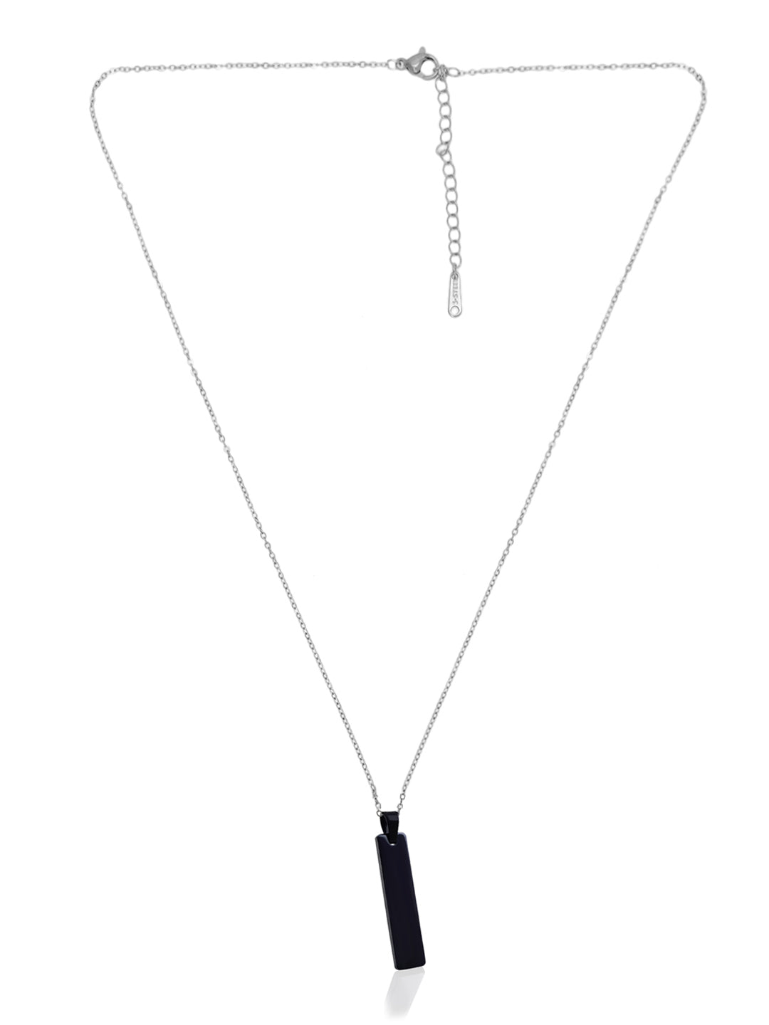 Black SS Vertical Bar Pendant | Adjustable Necklace chain